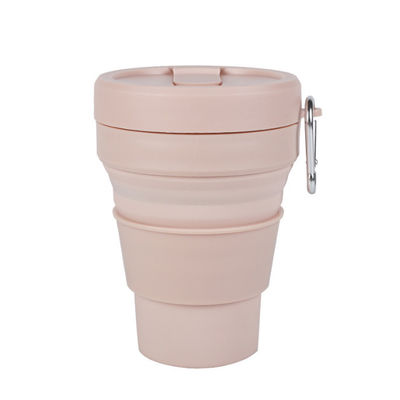 16oz φορητή πτυσσόμενη κούπα καφέ σιλικόνης με το καπάκι και τα άχυρα