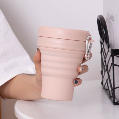 16oz φορητή πτυσσόμενη κούπα καφέ σιλικόνης με το καπάκι και τα άχυρα