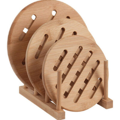 Ξύλινα καυτά μαξιλάρια Trivet μπαμπού κουζινών φυσικά ανθεκτικά στη θερμότητα