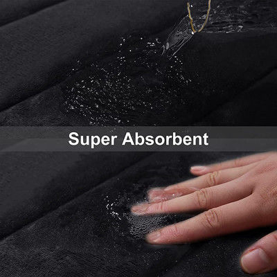 Μαύρα, λαστιχένια, μαλακά πατάκια μπάνιου με αφρό μνήμης, Αντιολισθητικά