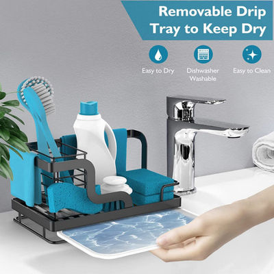 Ανοξείδωτο διοργανωτών Caddy νεροχυτών με το μετακινούμενο τηγάνι αγωγών για το σφουγγάρι