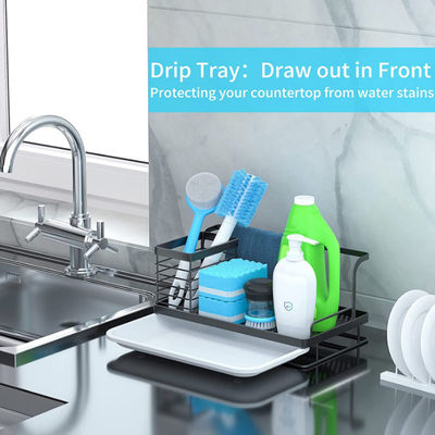 Ανοξείδωτο διοργανωτών Caddy νεροχυτών με το μετακινούμενο τηγάνι αγωγών για το σφουγγάρι