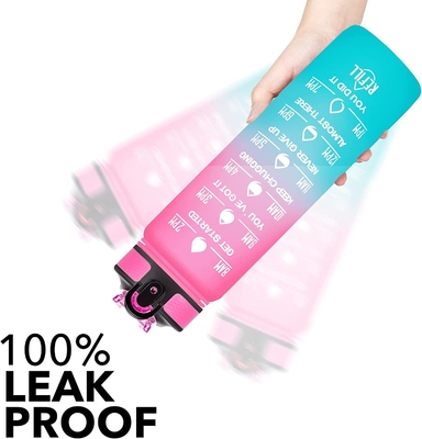 Πολύχρωμα Leakproof 32 Oz μπουκάλια νερό κινητήρια με το χρονικό δείκτη