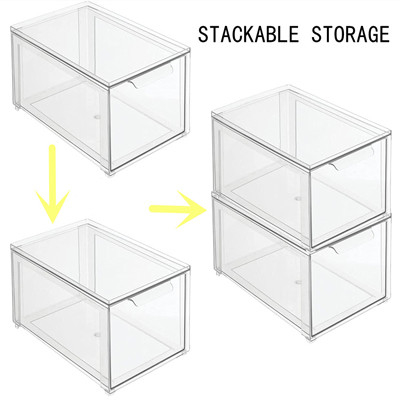 Πολλών χρήσεων συρτάρια διοργανωτών Makeup Stackable σαφή πλαστικά με το καπάκι