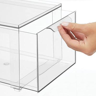 Πολλών χρήσεων συρτάρια διοργανωτών Makeup Stackable σαφή πλαστικά με το καπάκι