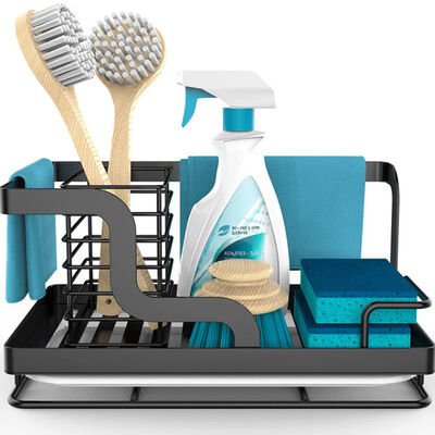 Ανοξείδωτο διοργανωτών Caddy νεροχυτών με το μετακινούμενο τηγάνι αγωγών για το σφουγγάρι