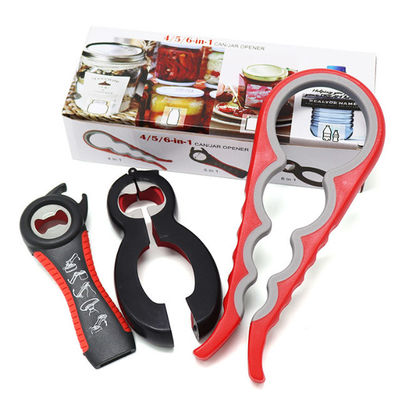 5 σε 1 πολυ εξάρτηση ανοιχτηριών μπουκαλιών ανοιχτηριών δοχείων λειτουργίας με τη λαβή σιλικόνης